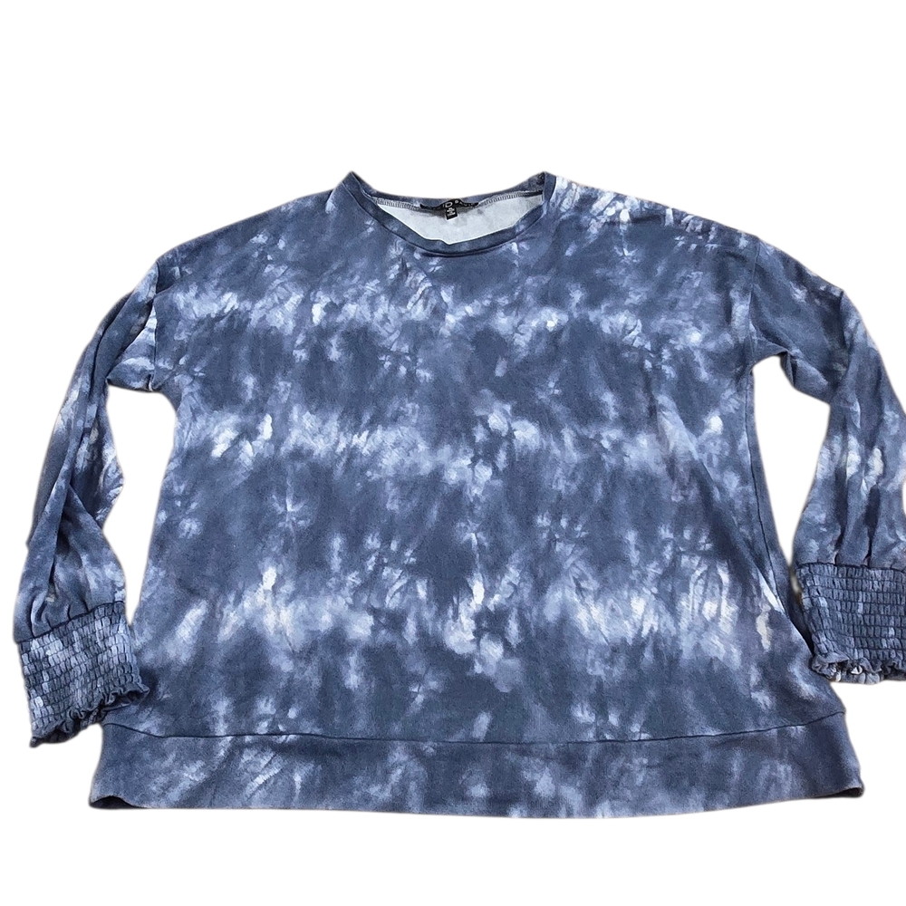 Fred David Women's Soft Blue White Tie-Dye Sweatshirt F2
